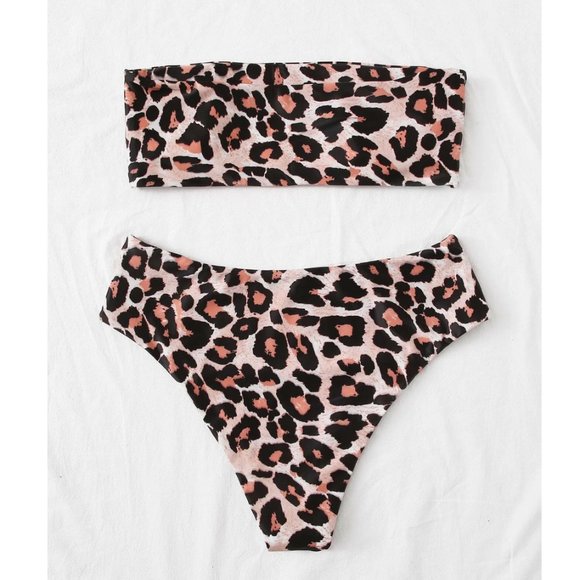 🏝 🐆 Leopard Bandeau Bikini - Picture 2 of 5